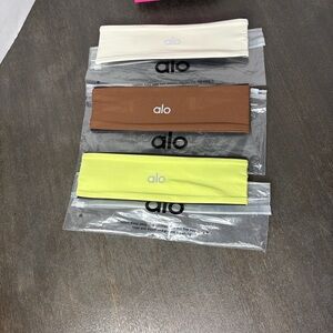 ALO Yoga Headbands in Cream, Brown, and Yellow💛💚🤍